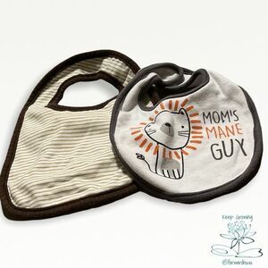 Bundle Sale 3 for $15 | Set of Feeding Bibs - "Mom's Mane Guy" & Lion Bib
